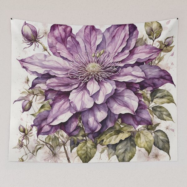 Item preview, Clematis Flower Watercolor Painting designed and sold by RawNaturePrints.