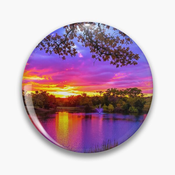 Item preview, Colorful Sunset Lake Reflection – Vibrant Park Landscape designed and sold by Wild Bloom Paws.