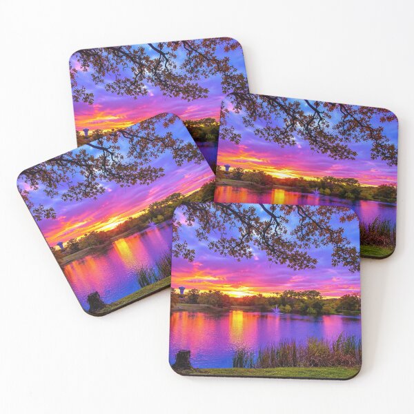 Item preview, Colorful Sunset Lake Reflection – Vibrant Park Landscape designed and sold by Wild Bloom Paws.