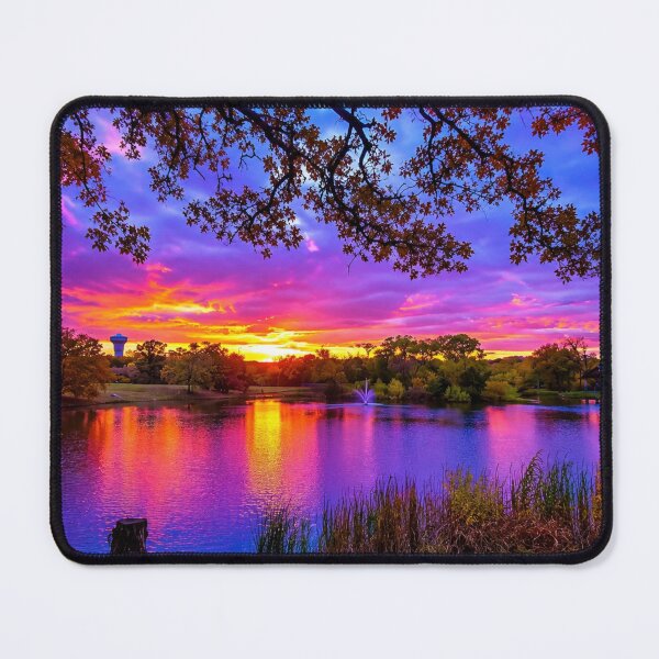 Item preview, Colorful Sunset Lake Reflection – Vibrant Park Landscape designed and sold by Wild Bloom Paws.