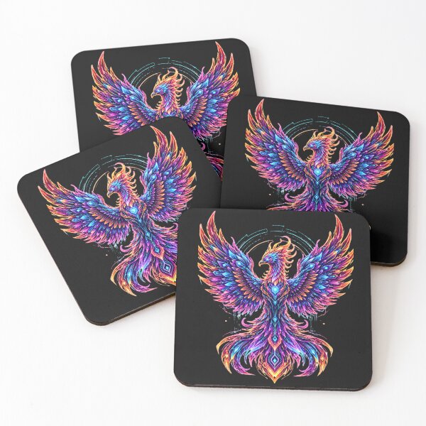 Item preview, Cyber Egypt Phoenix - Neon Geometric Bennu Bird designed and sold by alalame.