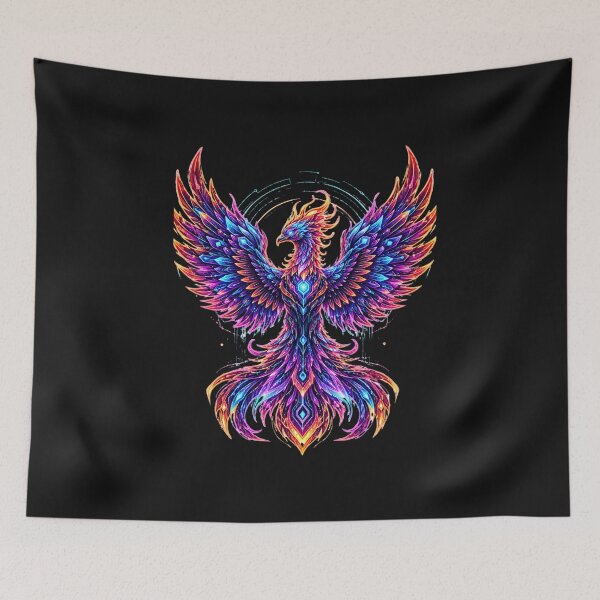Item preview, Cyber Egypt Phoenix - Neon Geometric Bennu Bird designed and sold by alalame.