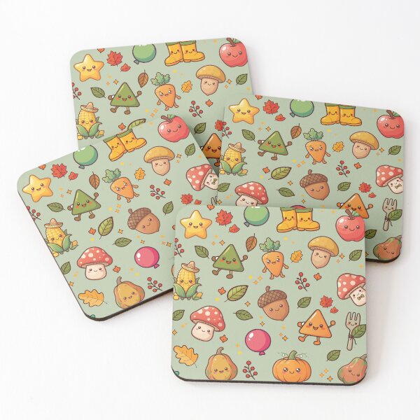Item preview, Cute Fall Harvest Friends Pattern | Kawaii Autumn Vegetables & Woodland Preschool Print | Pumpkin Apple Mushroom Acorn Teacher Gift designed and sold by Wintorque.