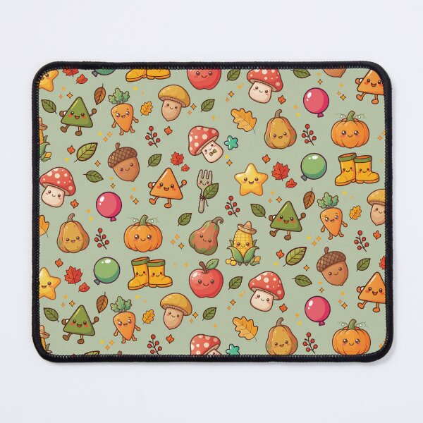 Item preview, Cute Fall Harvest Friends Pattern | Kawaii Autumn Vegetables & Woodland Preschool Print | Pumpkin Apple Mushroom Acorn Teacher Gift designed and sold by Wintorque.