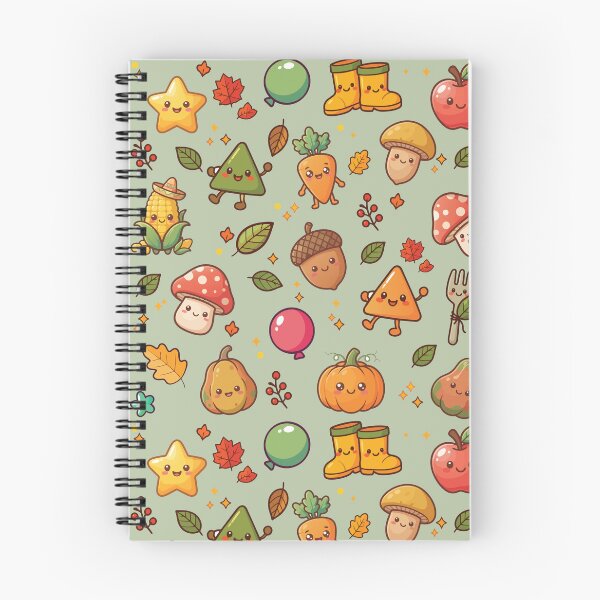 Item preview, Cute Fall Harvest Friends Pattern | Kawaii Autumn Vegetables & Woodland Preschool Print | Pumpkin Apple Mushroom Acorn Teacher Gift designed and sold by Wintorque.