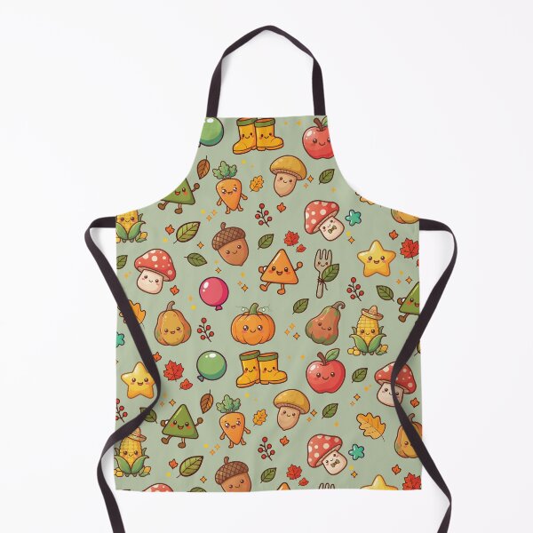 Item preview, Cute Fall Harvest Friends Pattern | Kawaii Autumn Vegetables & Woodland Preschool Print | Pumpkin Apple Mushroom Acorn Teacher Gift designed and sold by Wintorque.