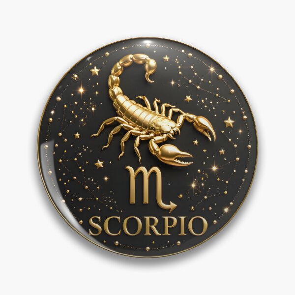 Item preview, Scorpio Gold Coin Medallion Stars Luxury Zodiac Art designed and sold by Zodiac Celestial Art.