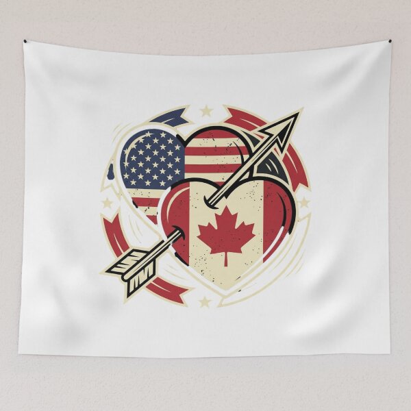 Item preview, American Canadian Flag Hearts Arrow Vintage Design designed and sold by SiarheiYur.