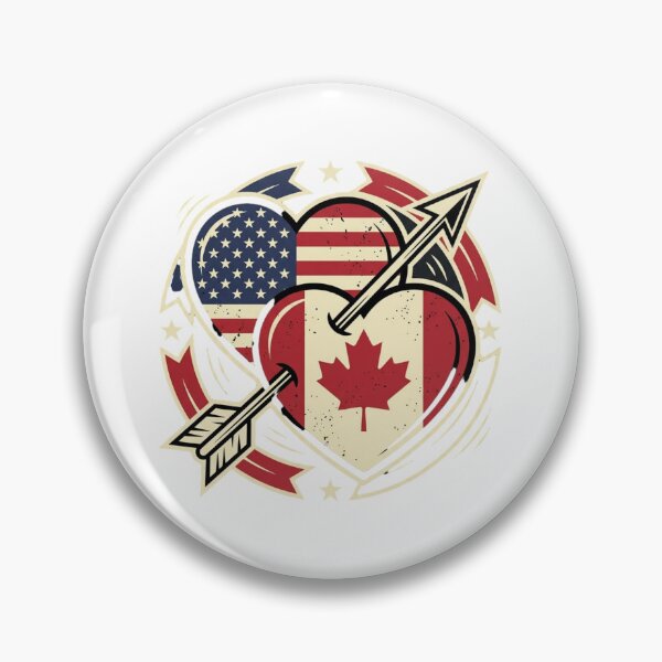Item preview, American Canadian Flag Hearts Arrow Vintage Design designed and sold by SiarheiYur.