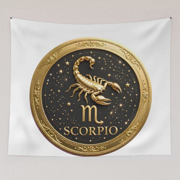 Item preview, Scorpio Gold Coin Medallion Stars Luxury Zodiac Art designed and sold by Zodiac Celestial Art.