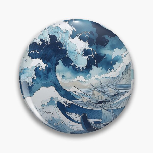 Item preview, Moonlit Japanese Ocean Wave Canvas Wall Art | Ukiyo‑e Inspired Great Wave Seascape Print designed and sold by RSDigitalPrintDesign.