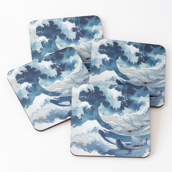 Item preview, Moonlit Japanese Ocean Wave Canvas Wall Art | Ukiyo‑e Inspired Great Wave Seascape Print designed and sold by RSDigitalPrintDesign.