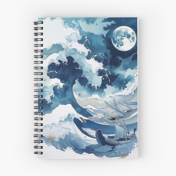 Item preview, Moonlit Japanese Ocean Wave Canvas Wall Art | Ukiyo‑e Inspired Great Wave Seascape Print designed and sold by RSDigitalPrintDesign.