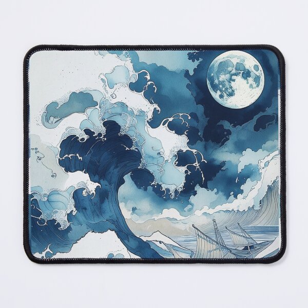 Item preview, Moonlit Japanese Ocean Wave Canvas Wall Art | Ukiyo‑e Inspired Great Wave Seascape Print designed and sold by RSDigitalPrintDesign.