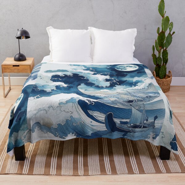 Item preview, Moonlit Japanese Ocean Wave Canvas Wall Art | Ukiyo‑e Inspired Great Wave Seascape Print designed and sold by RSDigitalPrintDesign.