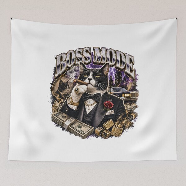 Item preview, Boss Mode Tuxedo Cat | Luxury Mafia Cat Streetwear Graphic Tee designed and sold by QuirkyCloud Designs.