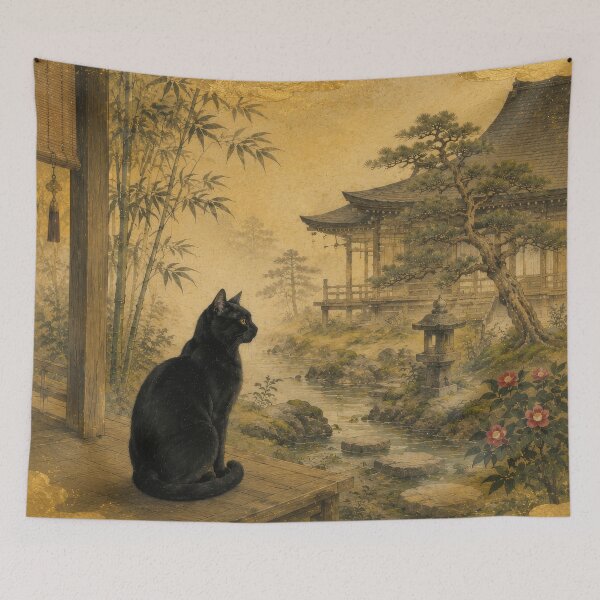 Item preview, Heian Cats #006 – Golden Clouds of Serenity designed and sold by YamatoCatStudio.