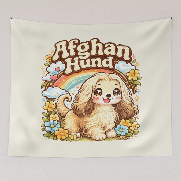 Item preview, Cute Afghan Hound Kawaii Rainbow Floral Dog Lover Design designed and sold by blankTeeShirt.