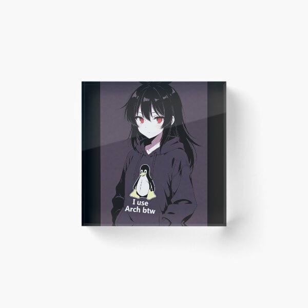 Item preview, I Use Arch Btw, Anime Linux Girl Tux Penguin designed and sold by Amber Sky Creations.