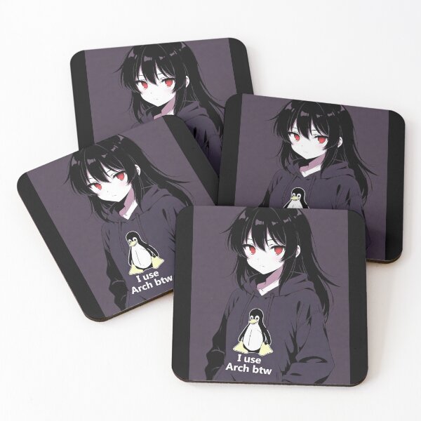 Item preview, I Use Arch Btw, Anime Linux Girl Tux Penguin designed and sold by Amber Sky Creations.