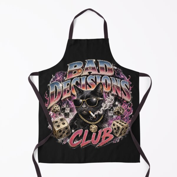 Item preview, Bad Decisions Club Black Cat | Funny Streetwear Graphic Tee designed and sold by QuirkyCloud Designs.