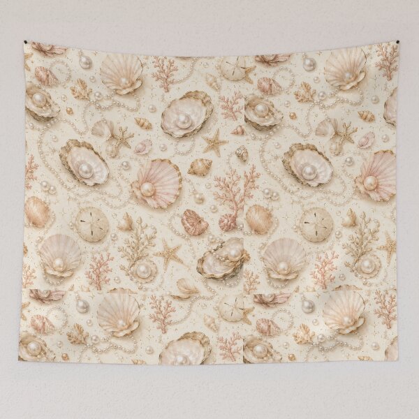 Item preview, Elegant Coastal Pearl and Seashell Aesthetic Pattern designed and sold by NinaVibeStudio.