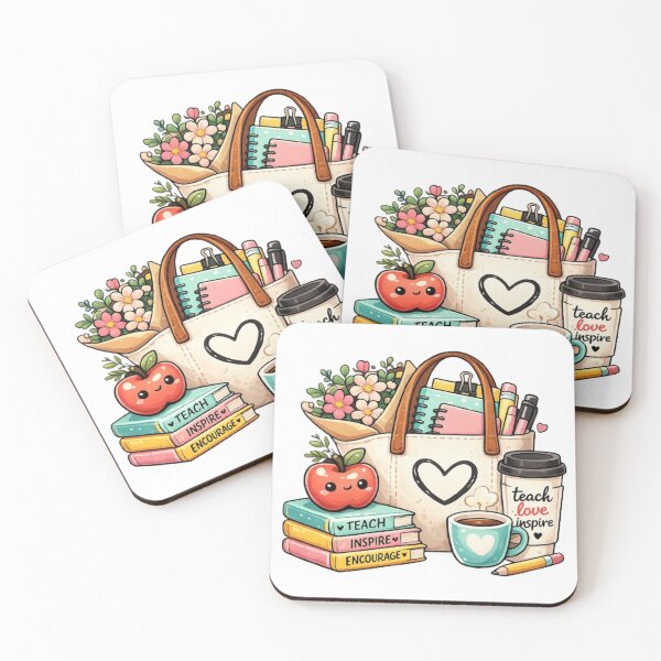Item preview, Teacher Tote Bag | Cute Teacher Essentials, Books, Coffee & Apple Kawaii | Back to School Gift designed and sold by Pixanova.