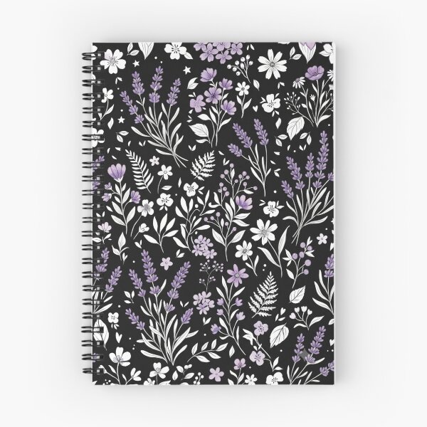 Item preview, Elegant Dark Lavender and White Wildflower Botanical Pattern designed and sold by DreamyBrushArt.