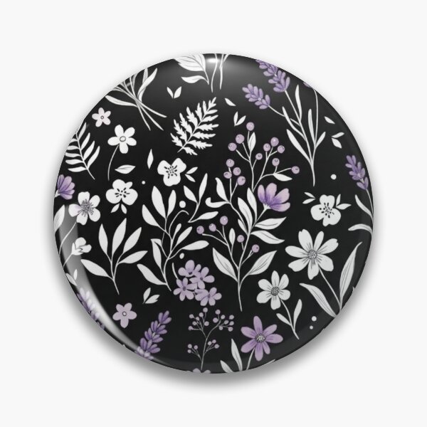 Item preview, Elegant Dark Lavender and White Wildflower Botanical Pattern designed and sold by DreamyBrushArt.