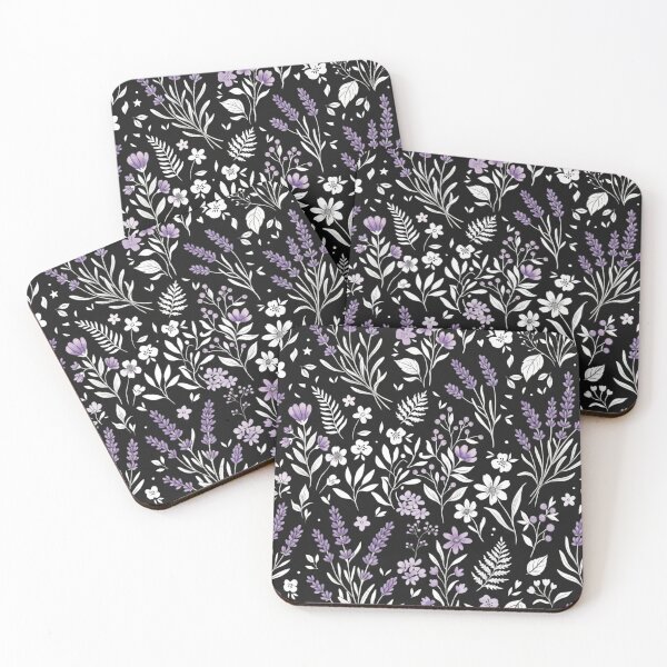 Item preview, Elegant Dark Lavender and White Wildflower Botanical Pattern designed and sold by DreamyBrushArt.