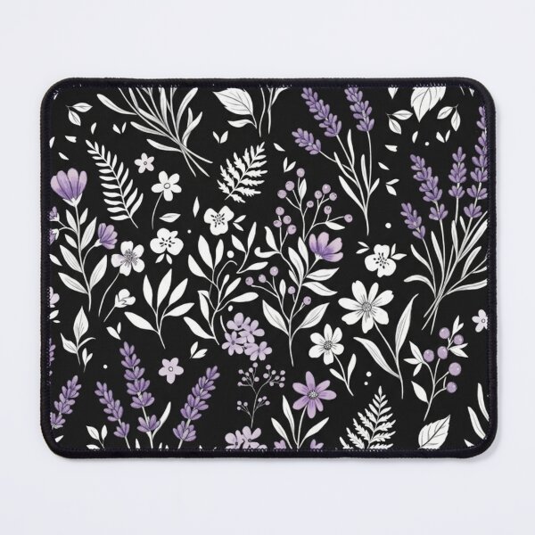 Item preview, Elegant Dark Lavender and White Wildflower Botanical Pattern designed and sold by DreamyBrushArt.