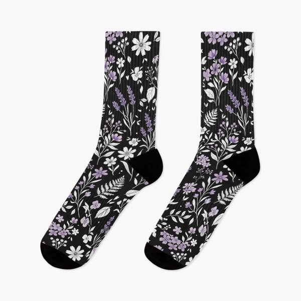 Item preview, Elegant Dark Lavender and White Wildflower Botanical Pattern designed and sold by DreamyBrushArt.