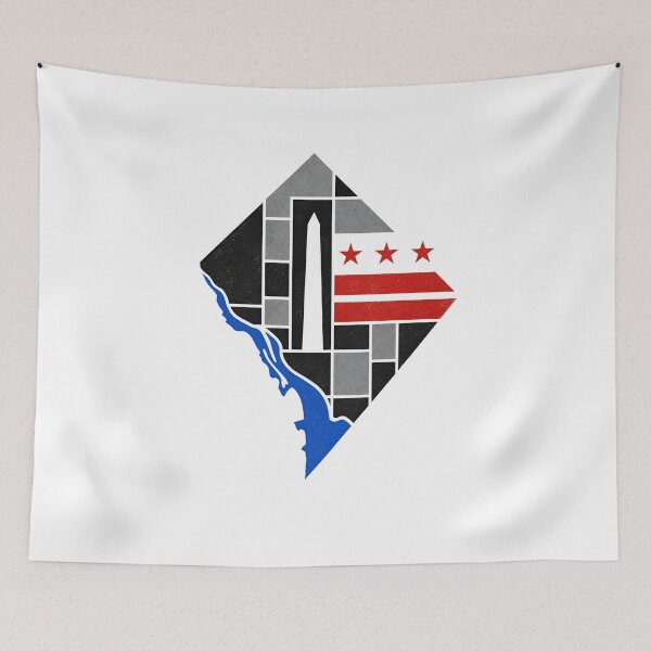 Item preview, Washington DC Flag Map – Geometric District Mosaic designed and sold by Fenay Designs.