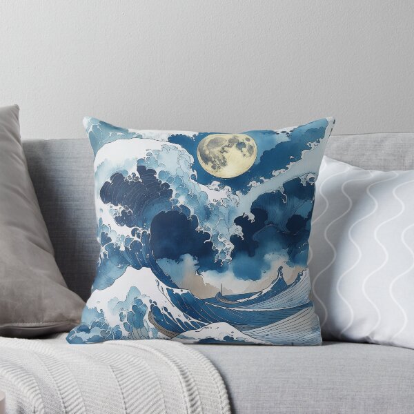 Item preview, Moonlit Japanese Wave Wall Art | Ukiyo-e Ocean Canvas Print designed and sold by RSDigitalPrintDesign.