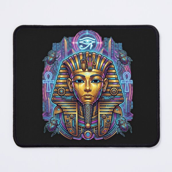 Item preview, Neon Cyberpunk Pharaoh - Ancient Egypt Tutankhamun Tech Mask designed and sold by alalame.