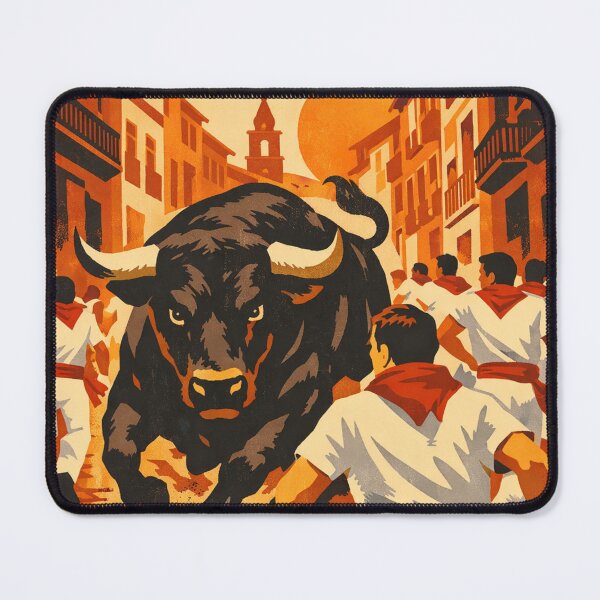 Item preview, San Fermin Pamplona Running of the Bulls Vintage Poster designed and sold by Eif53.