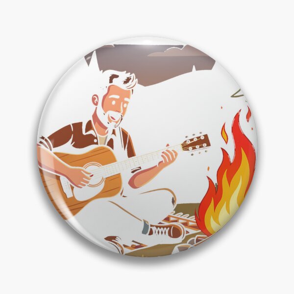 Item preview, Man Playing Guitar Campfire Retro Classic T-Shirt designed and sold by Juvestore24.