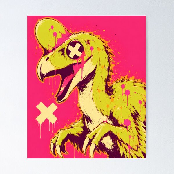Item preview, Neon Oviraptor Graffiti Dinosaur Art designed and sold by VoxelEstudi0nic.