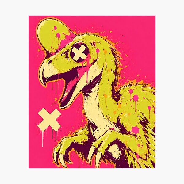 Item preview, Neon Oviraptor Graffiti Dinosaur Art designed and sold by VoxelEstudi0nic.