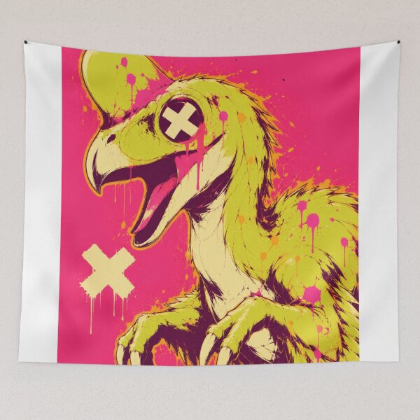 Item preview, Neon Oviraptor Graffiti Dinosaur Art designed and sold by VoxelEstudi0nic.