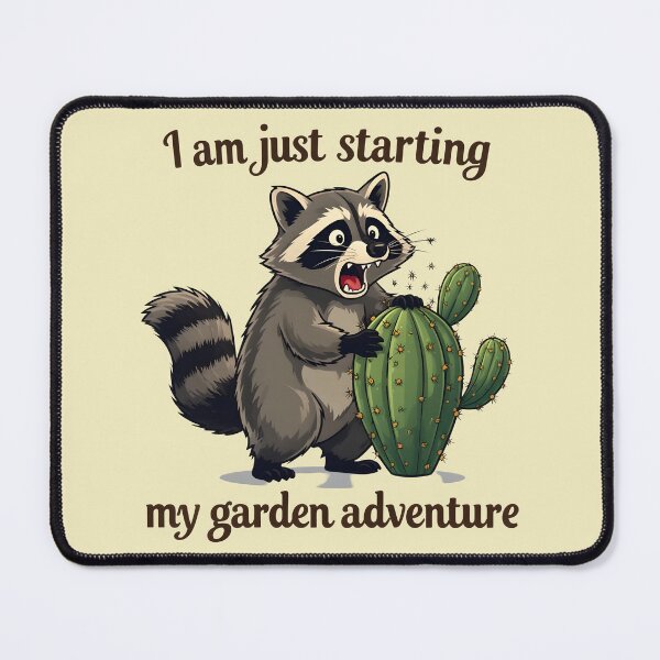 Item preview, Starting garden adventure - Raccoon and cactus designed and sold by ParadoxParadox.