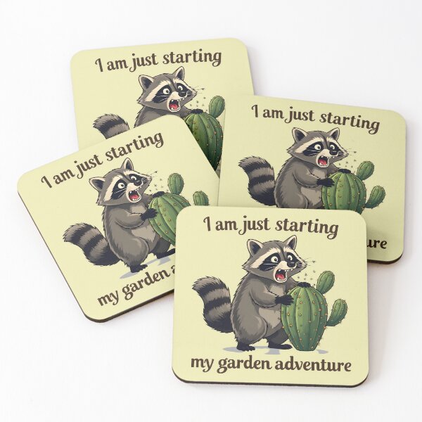 Item preview,  Starting garden adventure - Raccoon and cactus designed and sold by ParadoxParadox.