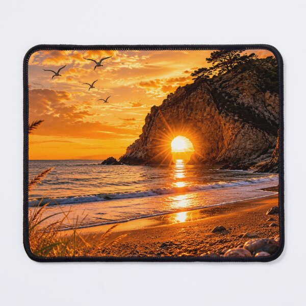 Item preview, Golden Coastal Arch at Sunset – Dramatic Ocean Landscape designed and sold by Wild Bloom Paws.