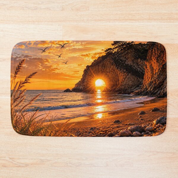Item preview, Golden Coastal Arch at Sunset – Dramatic Ocean Landscape designed and sold by Wild Bloom Paws.