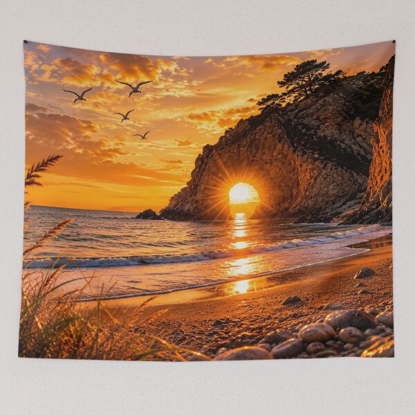 Item preview, Golden Coastal Arch at Sunset – Dramatic Ocean Landscape designed and sold by Wild Bloom Paws.