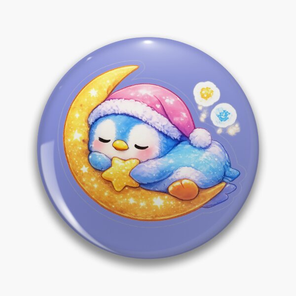 Item preview, Sleeping Penguin on Moon Sticker | Cute Kawaii Penguin Hugging Star | Cozy Night Sky | Pastel Winter Animal Sticker designed and sold by StyloStudio.