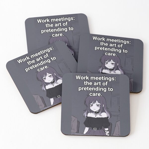 Item preview,  Work Meetings: The Art of Pretending to Care, Goth Anime Office Humor designed and sold by Amber Sky Creations.