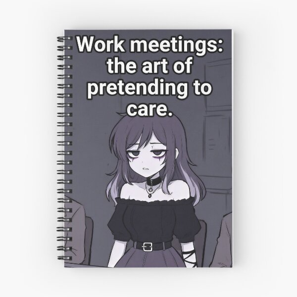 Item preview,  Work Meetings: The Art of Pretending to Care, Goth Anime Office Humor designed and sold by Amber Sky Creations.