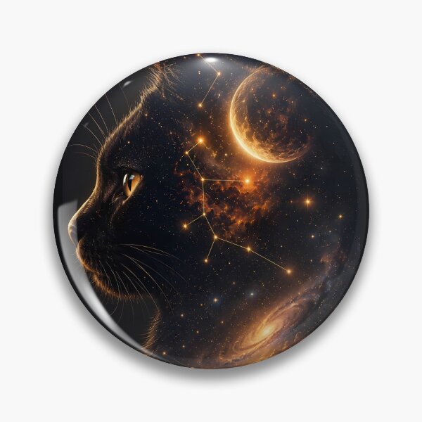 Item preview, Celestial Black Cat Galaxy Cosmic Space Art designed and sold by Moodprint5.