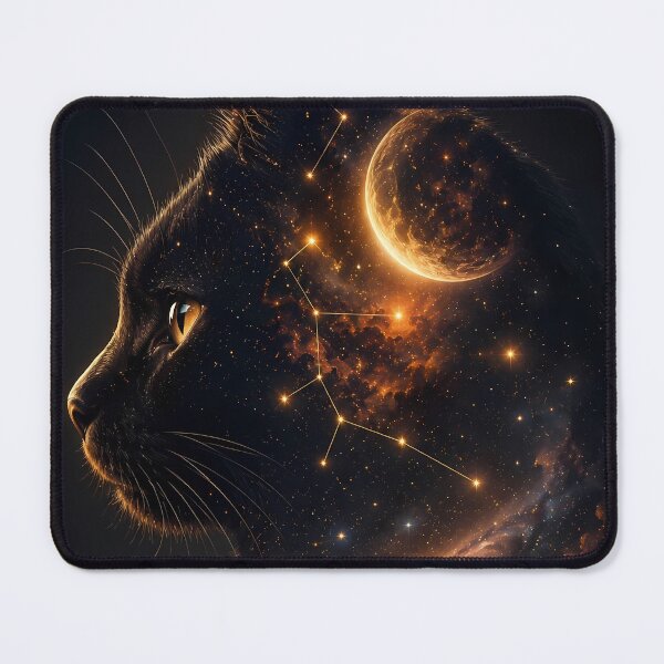 Item preview, Celestial Black Cat Galaxy Cosmic Space Art designed and sold by Moodprint5.
